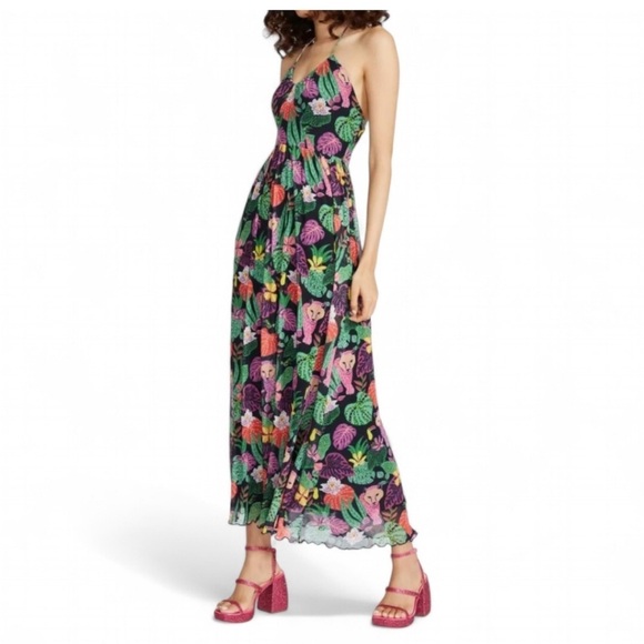 BETSEY JOHNSON Toucans & Leopards Fine
Mesh Maxi Halter Dress fairy - Picture 2 of 15